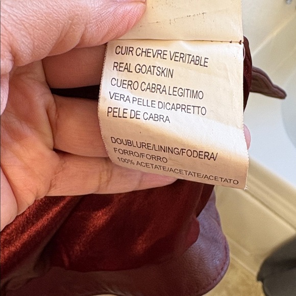 Women's Burgundy/Brown Leather Blazer Jacket - Picture 3 of 3